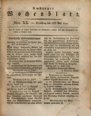 Amberger Wochenblatt (Oberpfälzisches Wochenblat) Dienstag 17. Mai 1825