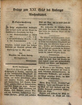 Amberger Wochenblatt (Oberpfälzisches Wochenblat) Dienstag 24. Mai 1825