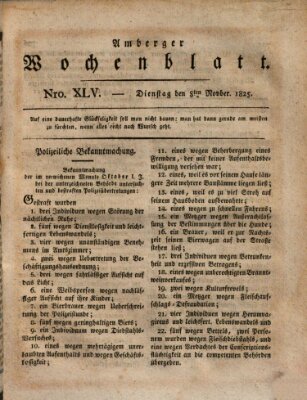 Amberger Wochenblatt (Oberpfälzisches Wochenblat) Dienstag 8. November 1825