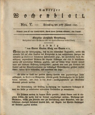 Amberger Wochenblatt (Oberpfälzisches Wochenblat) Dienstag 30. Januar 1827