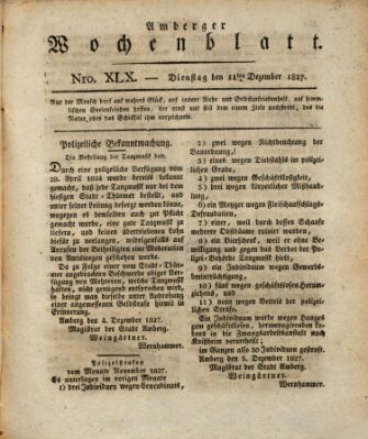 Amberger Wochenblatt (Oberpfälzisches Wochenblat) Dienstag 11. Dezember 1827