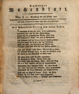 Amberger Wochenblatt (Oberpfälzisches Wochenblat) Dienstag 1. Januar 1828