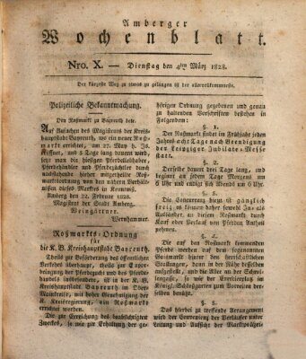 Amberger Wochenblatt (Oberpfälzisches Wochenblat) Dienstag 4. März 1828