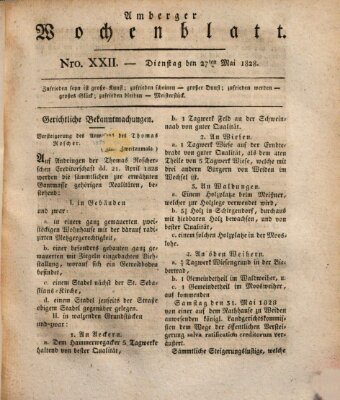 Amberger Wochenblatt (Oberpfälzisches Wochenblat) Tuesday 27. May 1828