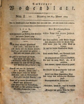 Amberger Wochenblatt (Oberpfälzisches Wochenblat) Dienstag 6. Januar 1829