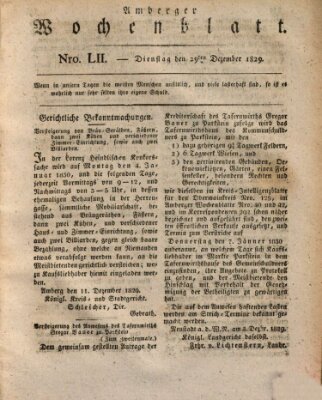 Amberger Wochenblatt (Oberpfälzisches Wochenblat) Dienstag 29. Dezember 1829