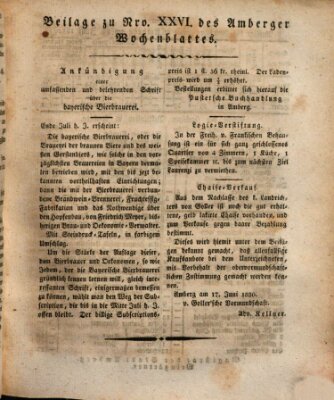 Amberger Wochenblatt (Oberpfälzisches Wochenblat) Dienstag 29. Juni 1830