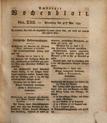 Amberger Wochenblatt (Oberpfälzisches Wochenblat) Dienstag 31. Mai 1831