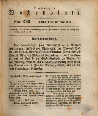 Amberger Wochenblatt (Oberpfälzisches Wochenblat) Dienstag 29. Mai 1832