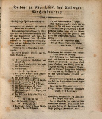 Amberger Wochenblatt (Oberpfälzisches Wochenblat) Dienstag 29. Oktober 1833