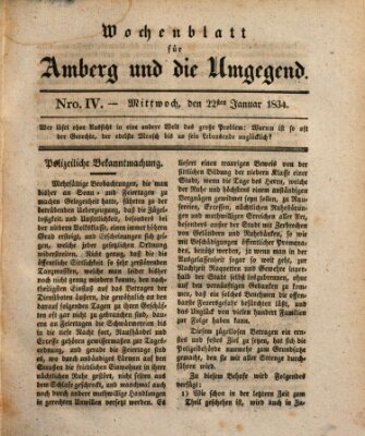 Amberger Wochenblatt (Oberpfälzisches Wochenblat) Mittwoch 22. Januar 1834