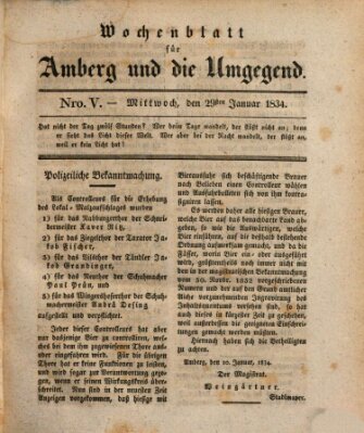 Amberger Wochenblatt (Oberpfälzisches Wochenblat) Mittwoch 29. Januar 1834