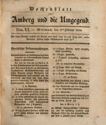 Amberger Wochenblatt (Oberpfälzisches Wochenblat) Mittwoch 5. Februar 1834