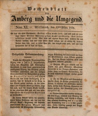 Amberger Wochenblatt (Oberpfälzisches Wochenblat) Mittwoch 12. März 1834