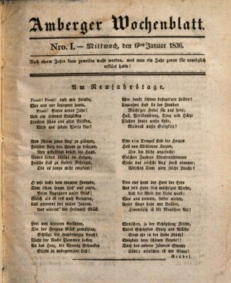 Amberger Wochenblatt (Oberpfälzisches Wochenblat) Mittwoch 6. Januar 1836