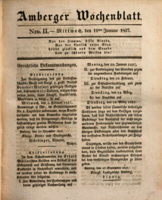 Amberger Wochenblatt (Oberpfälzisches Wochenblat) Mittwoch 11. Januar 1837