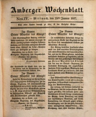 Amberger Wochenblatt (Oberpfälzisches Wochenblat) Mittwoch 25. Januar 1837