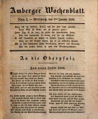 Amberger Wochenblatt (Oberpfälzisches Wochenblat) Mittwoch 3. Januar 1838