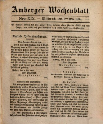 Amberger Wochenblatt (Oberpfälzisches Wochenblat) Mittwoch 9. Mai 1838