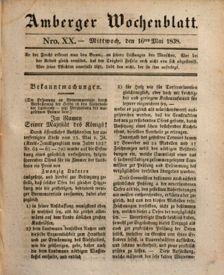 Amberger Wochenblatt (Oberpfälzisches Wochenblat) Mittwoch 16. Mai 1838