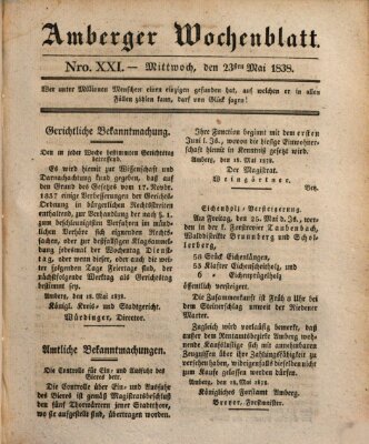 Amberger Wochenblatt (Oberpfälzisches Wochenblat) Mittwoch 23. Mai 1838