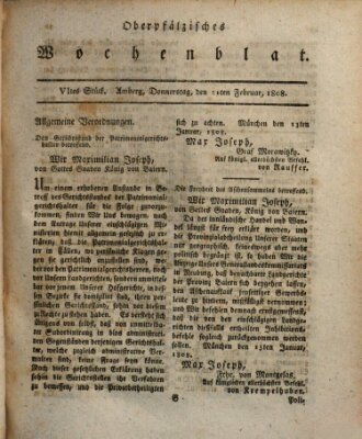 Wochenblat des Naabkreises (Oberpfälzisches Wochenblat) Donnerstag 11. Februar 1808