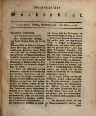 Wochenblat des Naabkreises (Oberpfälzisches Wochenblat) Donnerstag 25. Februar 1808