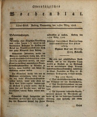 Wochenblat des Naabkreises (Oberpfälzisches Wochenblat) Donnerstag 24. März 1808