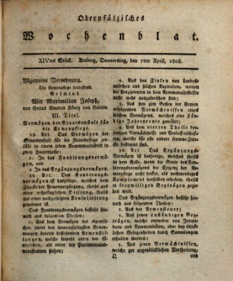 Wochenblat des Naabkreises (Oberpfälzisches Wochenblat) Donnerstag 7. April 1808