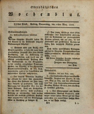 Wochenblat des Naabkreises (Oberpfälzisches Wochenblat) Donnerstag 26. Mai 1808