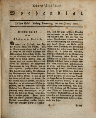 Wochenblat des Naabkreises (Oberpfälzisches Wochenblat) Donnerstag 2. Juni 1808