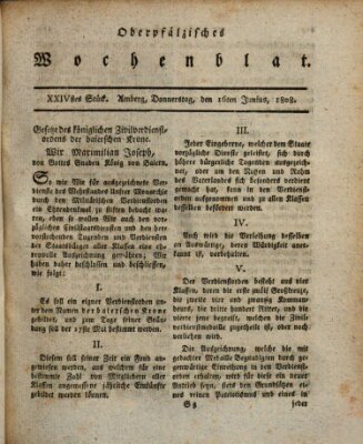 Wochenblat des Naabkreises (Oberpfälzisches Wochenblat) Donnerstag 16. Juni 1808