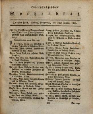 Wochenblat des Naabkreises (Oberpfälzisches Wochenblat) Donnerstag 30. Juni 1808