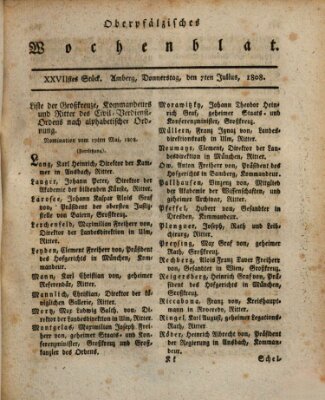 Wochenblat des Naabkreises (Oberpfälzisches Wochenblat) Donnerstag 7. Juli 1808