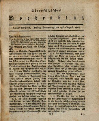 Wochenblat des Naabkreises (Oberpfälzisches Wochenblat) Donnerstag 25. August 1808