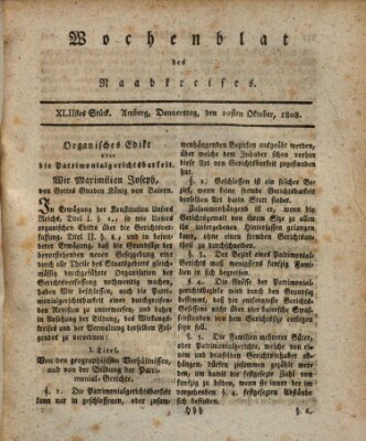 Wochenblat des Naabkreises (Oberpfälzisches Wochenblat) Donnerstag 20. Oktober 1808