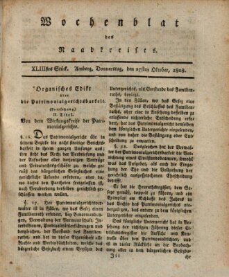 Wochenblat des Naabkreises (Oberpfälzisches Wochenblat) Donnerstag 27. Oktober 1808