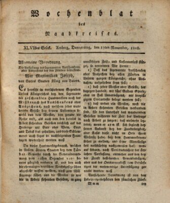 Wochenblat des Naabkreises (Oberpfälzisches Wochenblat) Donnerstag 17. November 1808