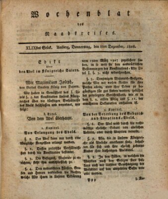 Wochenblat des Naabkreises (Oberpfälzisches Wochenblat) Donnerstag 8. Dezember 1808