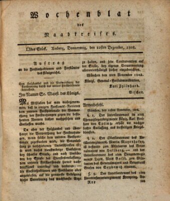 Wochenblat des Naabkreises (Oberpfälzisches Wochenblat) Donnerstag 22. Dezember 1808