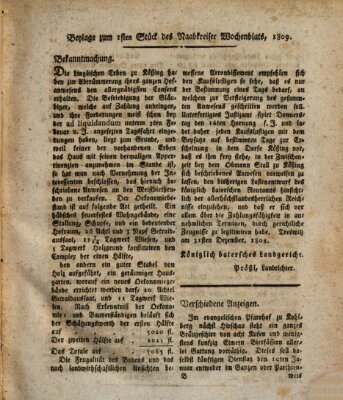 Wochenblat des Naabkreises (Oberpfälzisches Wochenblat) Donnerstag 5. Januar 1809