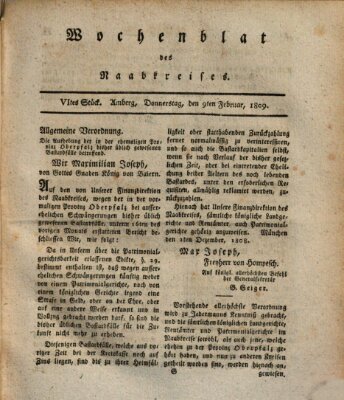 Wochenblat des Naabkreises (Oberpfälzisches Wochenblat) Donnerstag 9. Februar 1809