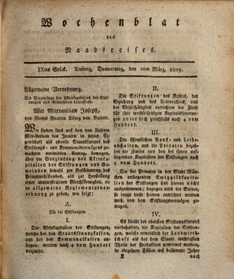 Wochenblat des Naabkreises (Oberpfälzisches Wochenblat) Donnerstag 2. März 1809