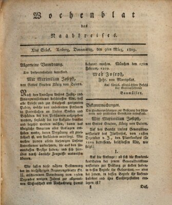 Wochenblat des Naabkreises (Oberpfälzisches Wochenblat) Donnerstag 9. März 1809