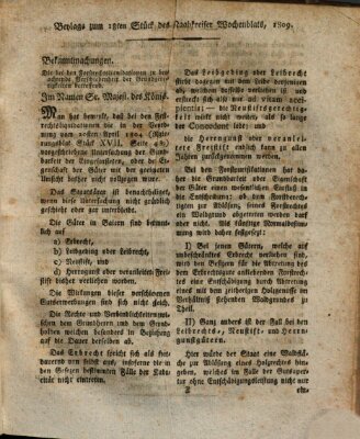 Wochenblat des Naabkreises (Oberpfälzisches Wochenblat) Donnerstag 11. Mai 1809