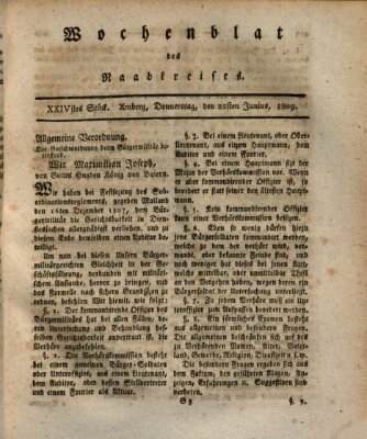 Wochenblat des Naabkreises (Oberpfälzisches Wochenblat) Donnerstag 22. Juni 1809