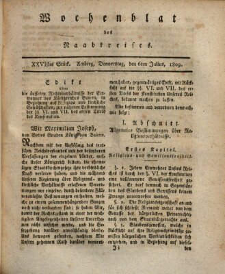 Wochenblat des Naabkreises (Oberpfälzisches Wochenblat) Donnerstag 6. Juli 1809