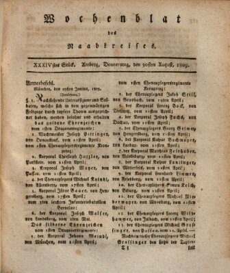 Wochenblat des Naabkreises (Oberpfälzisches Wochenblat) Mittwoch 30. August 1809