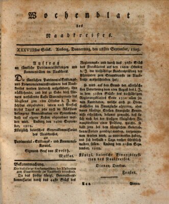 Wochenblat des Naabkreises (Oberpfälzisches Wochenblat) Donnerstag 28. September 1809