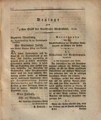 Wochenblat des Naabkreises (Oberpfälzisches Wochenblat) Donnerstag 21. September 1809